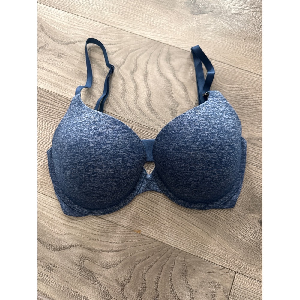 Victoria's Secret Padded‎ Perfect Coverage Bra Blue Heathered Space Dye 32DD NEW